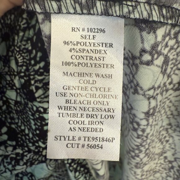 Connected Apparel Aqua/Teal Blue & Black Boho Midi Dress Size 4 Petite - Picture 5 of 7